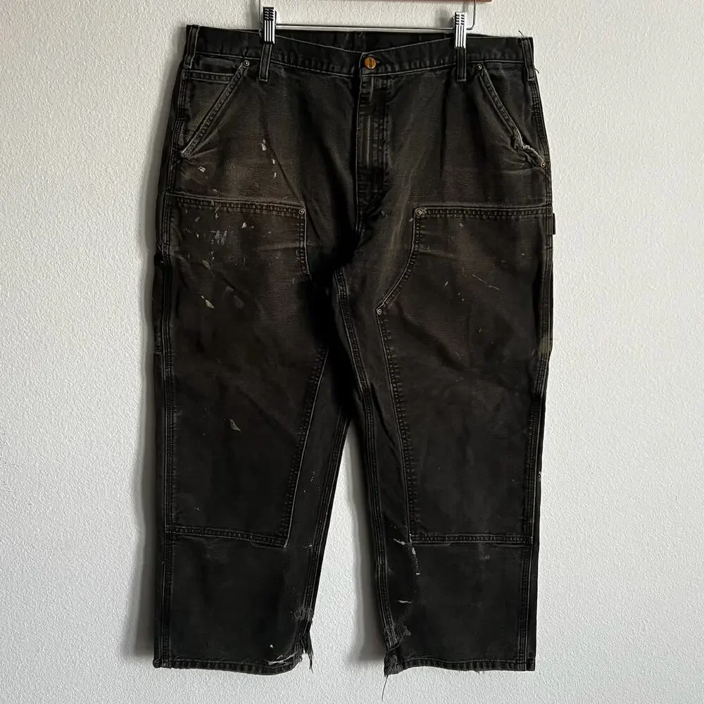 Carhartt B136 BLK faded black double knee work wear carpenter pants